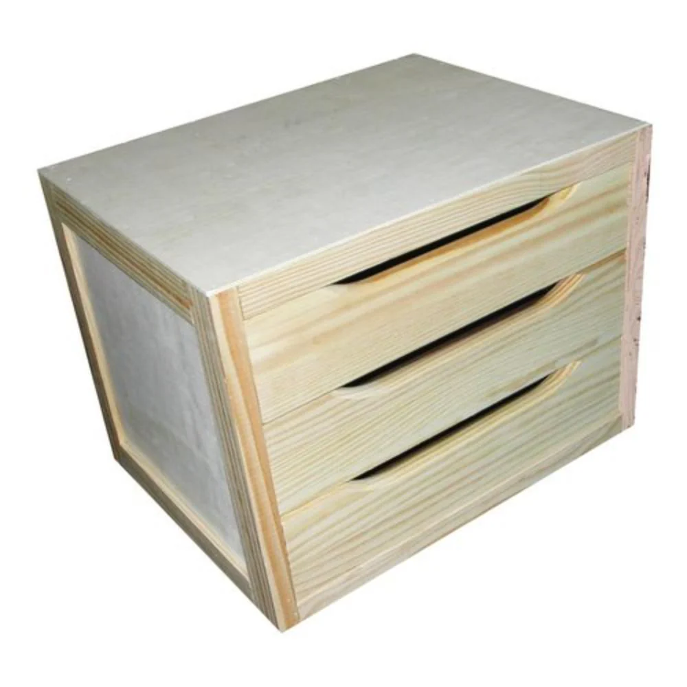 Blocco  3 cassetti Pino Massiccio grezzo
