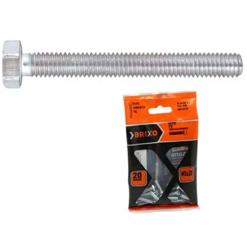 Brixo Galvanized Fully Threaded TE Screw 6 x 60mm - Pack of 10 Pieces