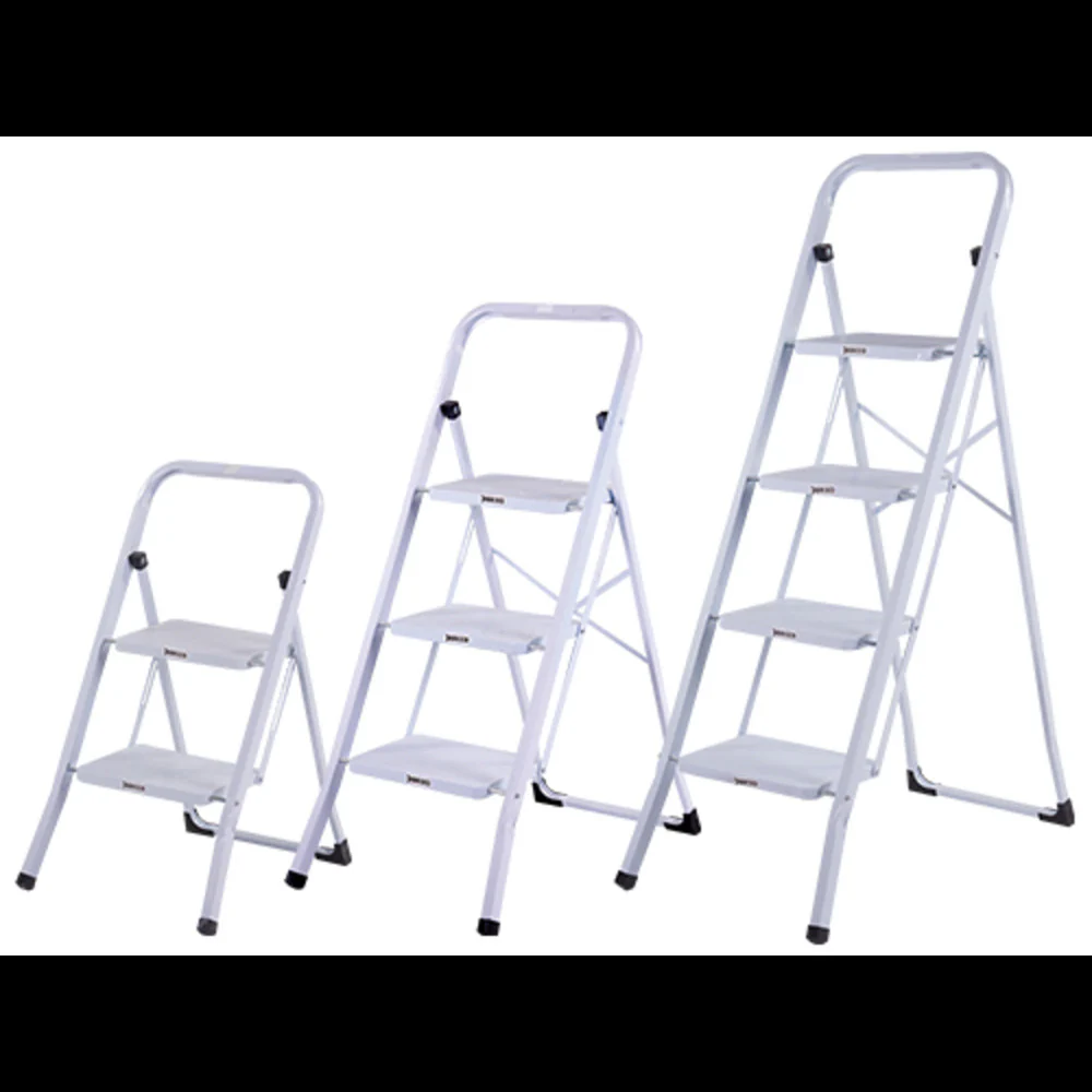 Brixo Step Ladder with 4 Wide Steps - White