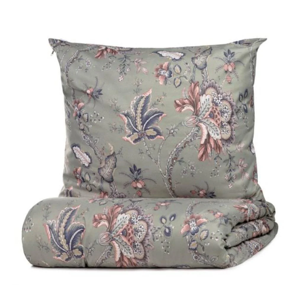 Homla Claras Bedding Set Grey Leaves+flowers  160X200cm 2*70x80