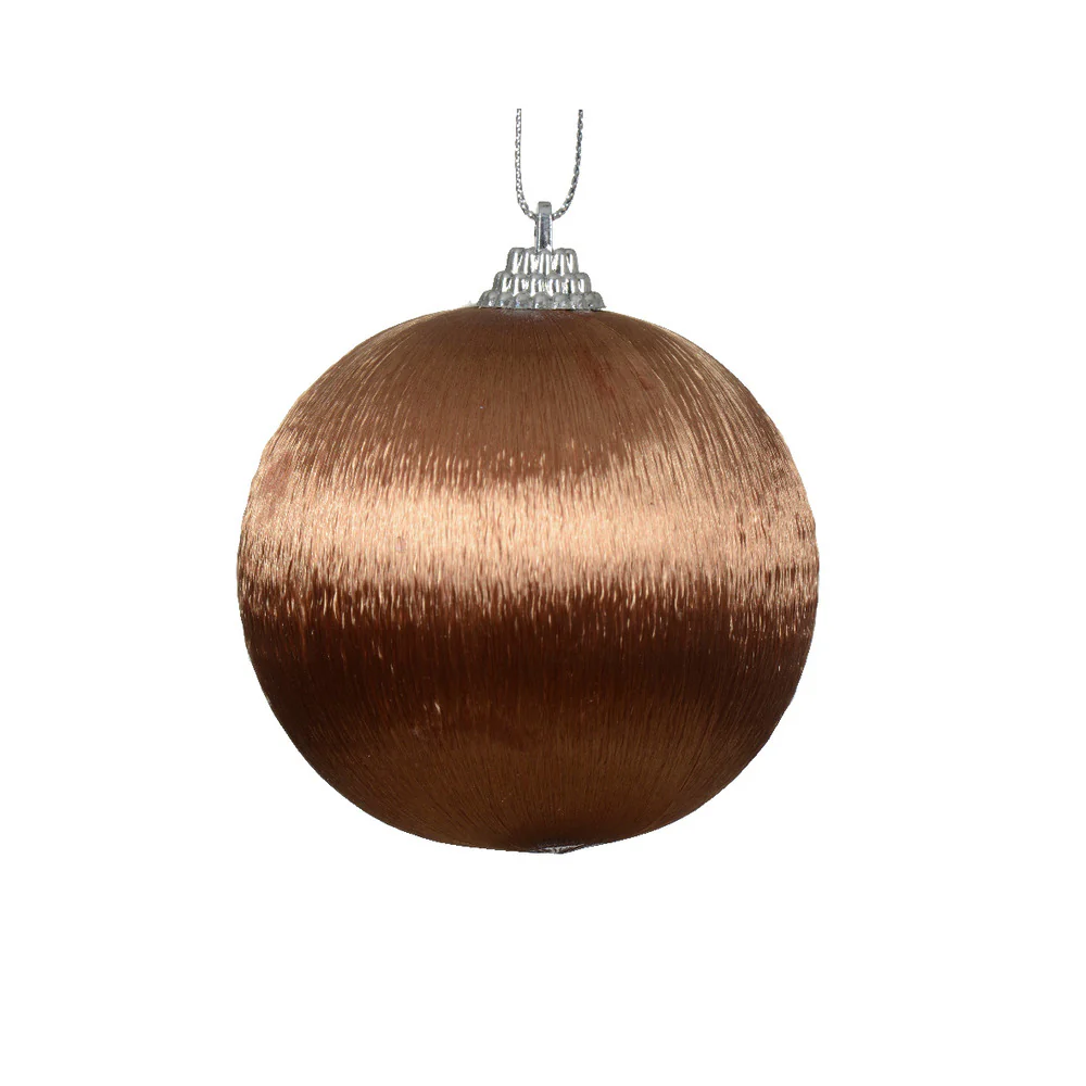 Decoris Foam Bauble with Fabric 8cm - Pecan Brown,