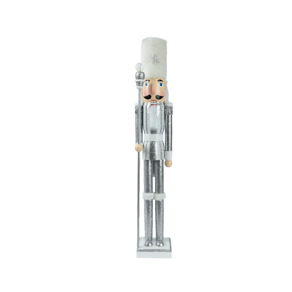 Decoris Pinewood Nutcracker 76cm - Silver,