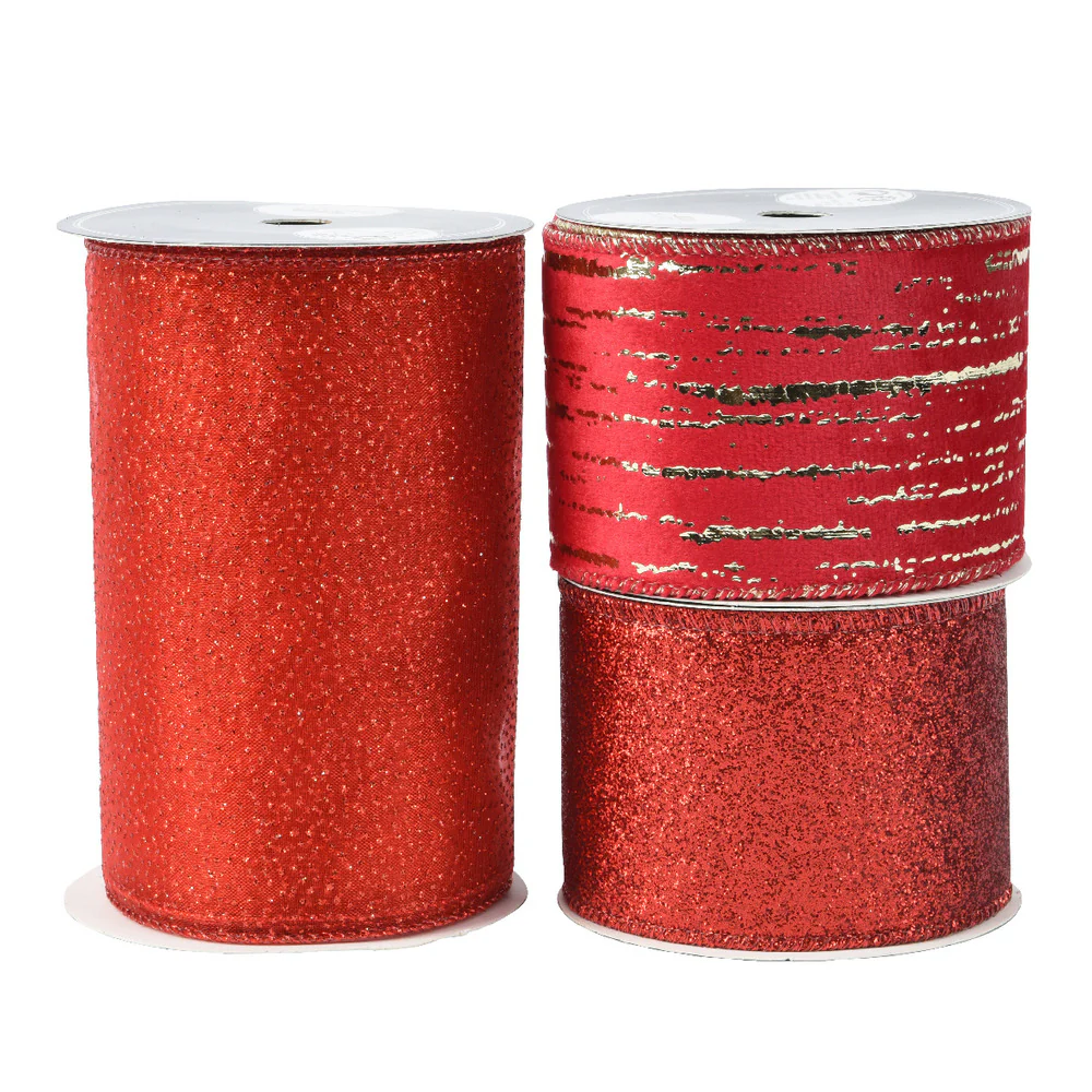 Decoris Polyester Ribbon 270cm - 3 Assorted Red,