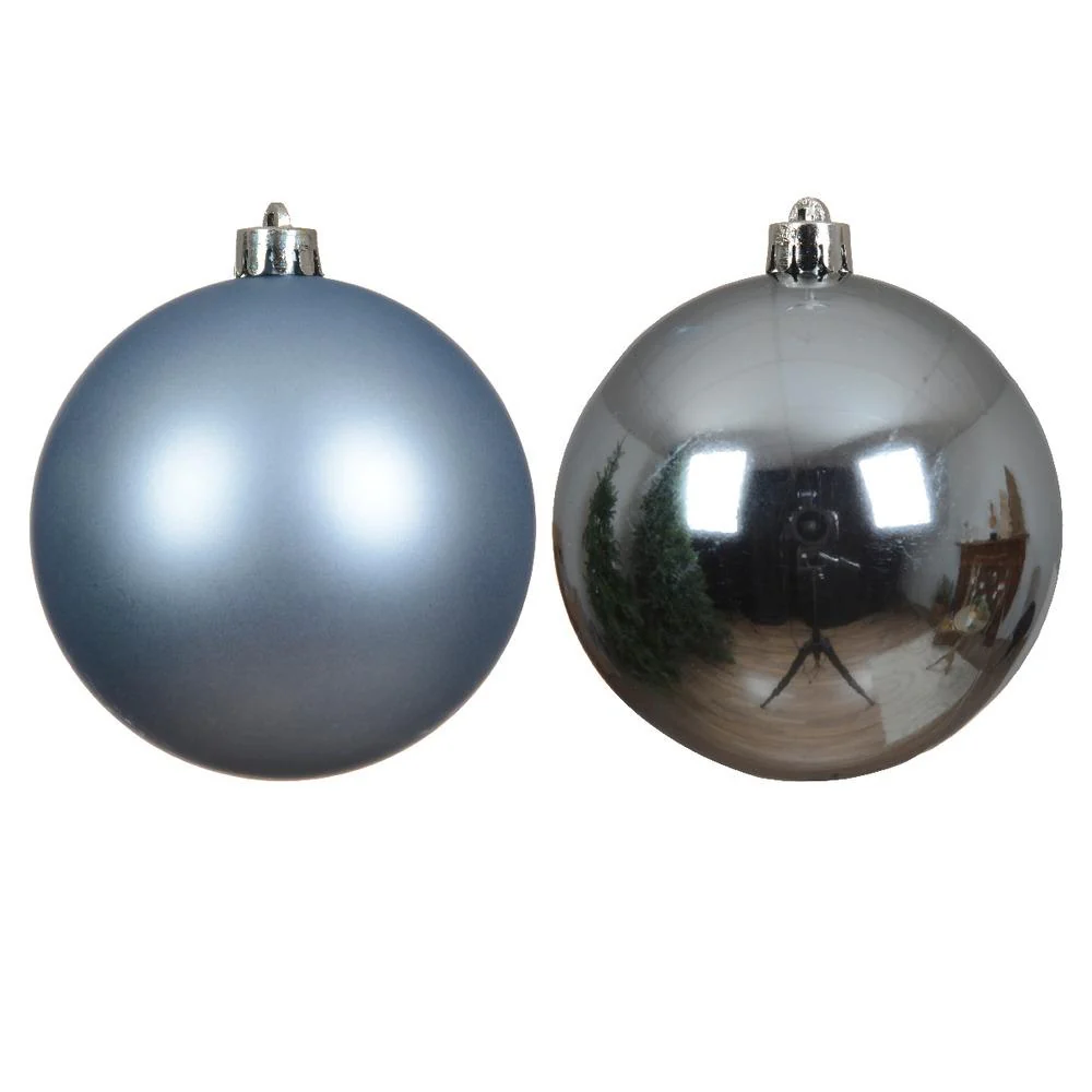 Decoris Shatterproof Bauble Box of 4 Pieces 10cm - Blue Ice,