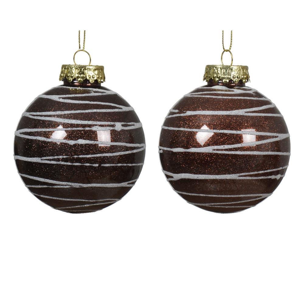Decoris Shatterproof Bauble with White Lines 8cm - 2 Assorted Colours,