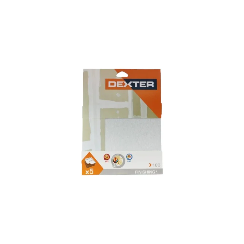 Dexter Set Of 5 Hand Sanding Papers Grain 180 Rev.2