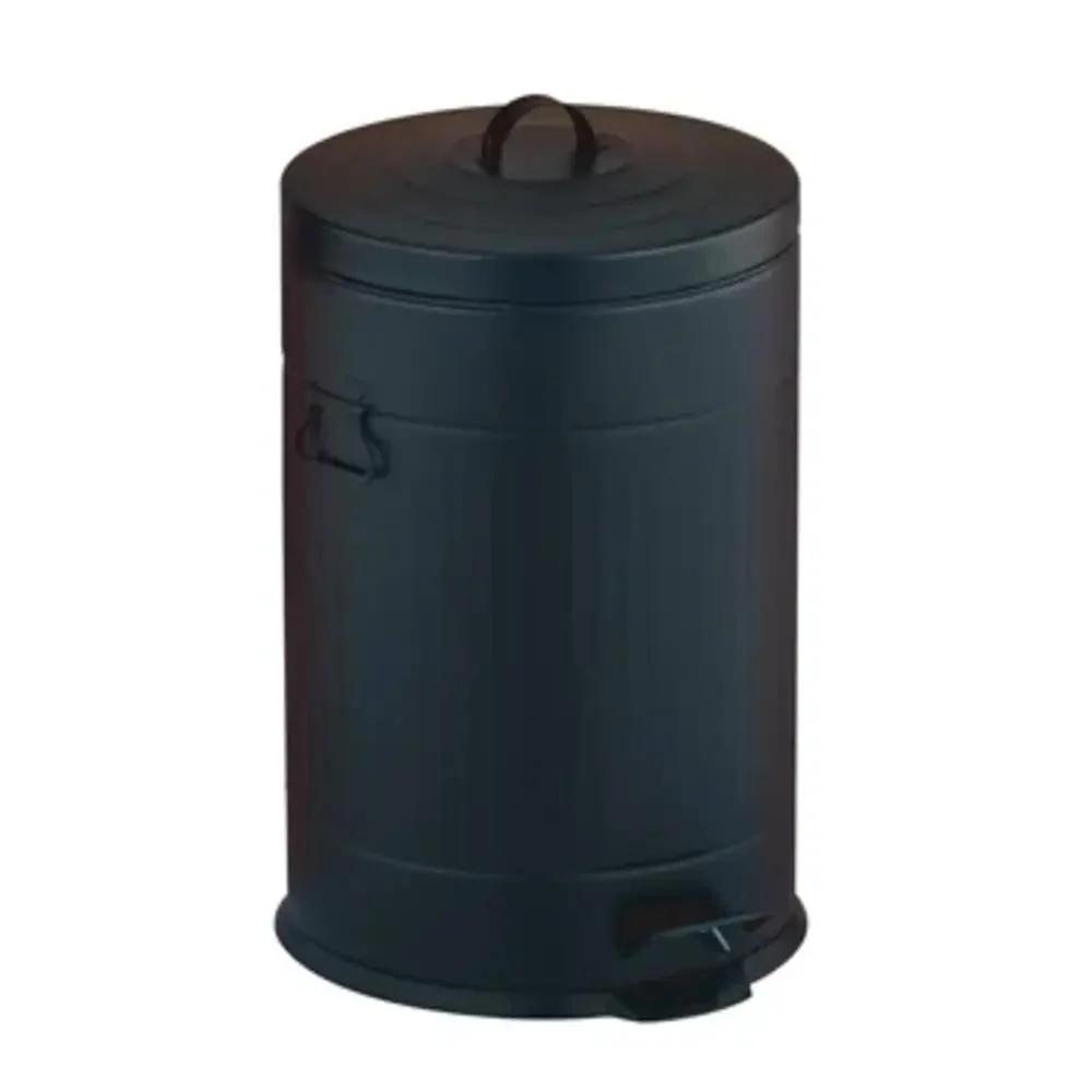 Galvanized Steel Kitchen Dustbin with Pedal 20L - Black