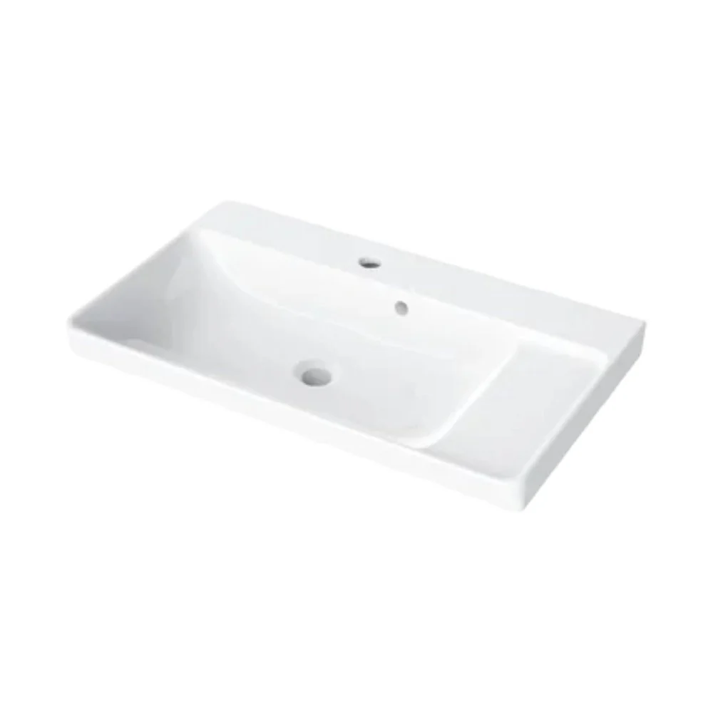 EASY RECTANGULAR CERAMIC BASIN 71,4X42,4X15,5CM SHINNY WHITE