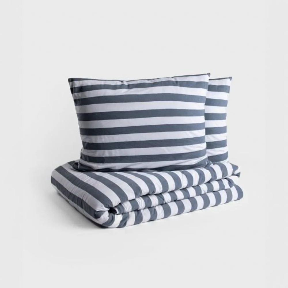 Homla Flavia Bedding Cotton Striped Grey160X200 + 2*50X60 Cm