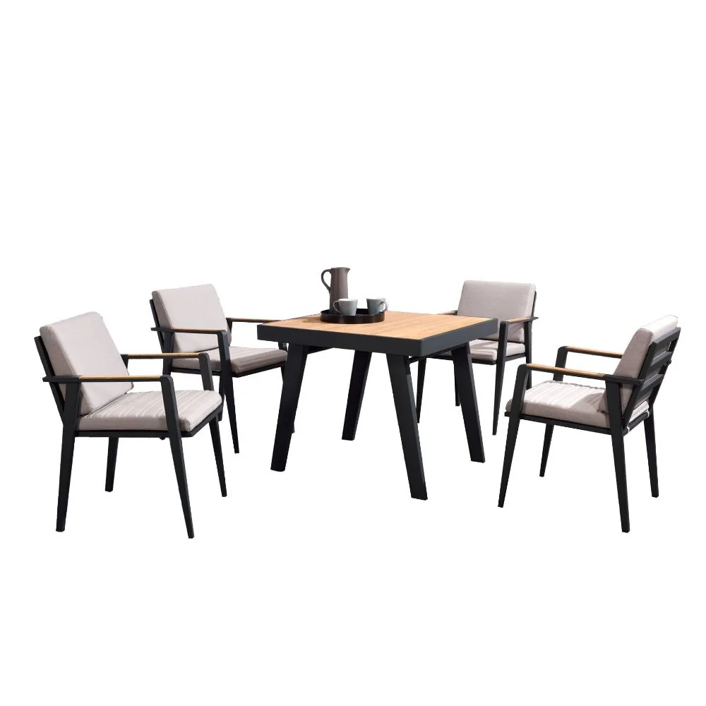 HiGold Emoti Dining Set with 4 Chairs - Black/Taupe