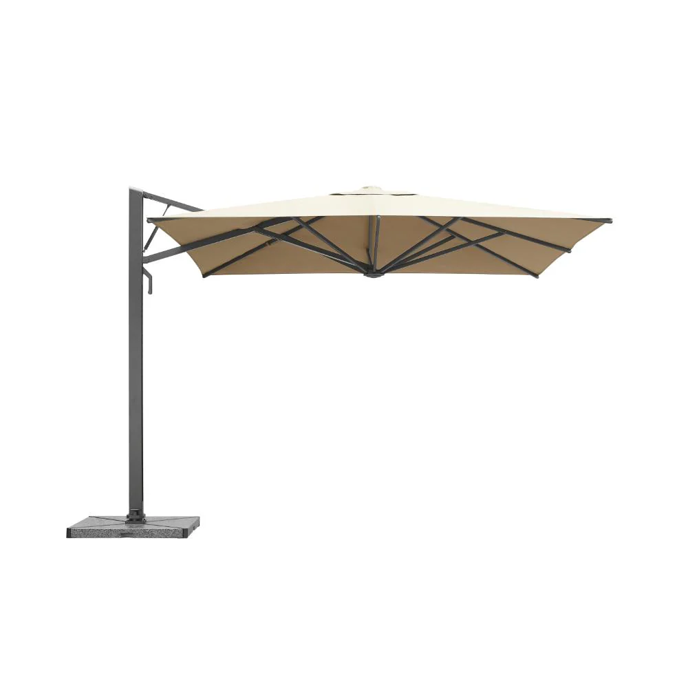HiGold Lift Umbrella with Led & Granite Base 3x3mt - Taupe