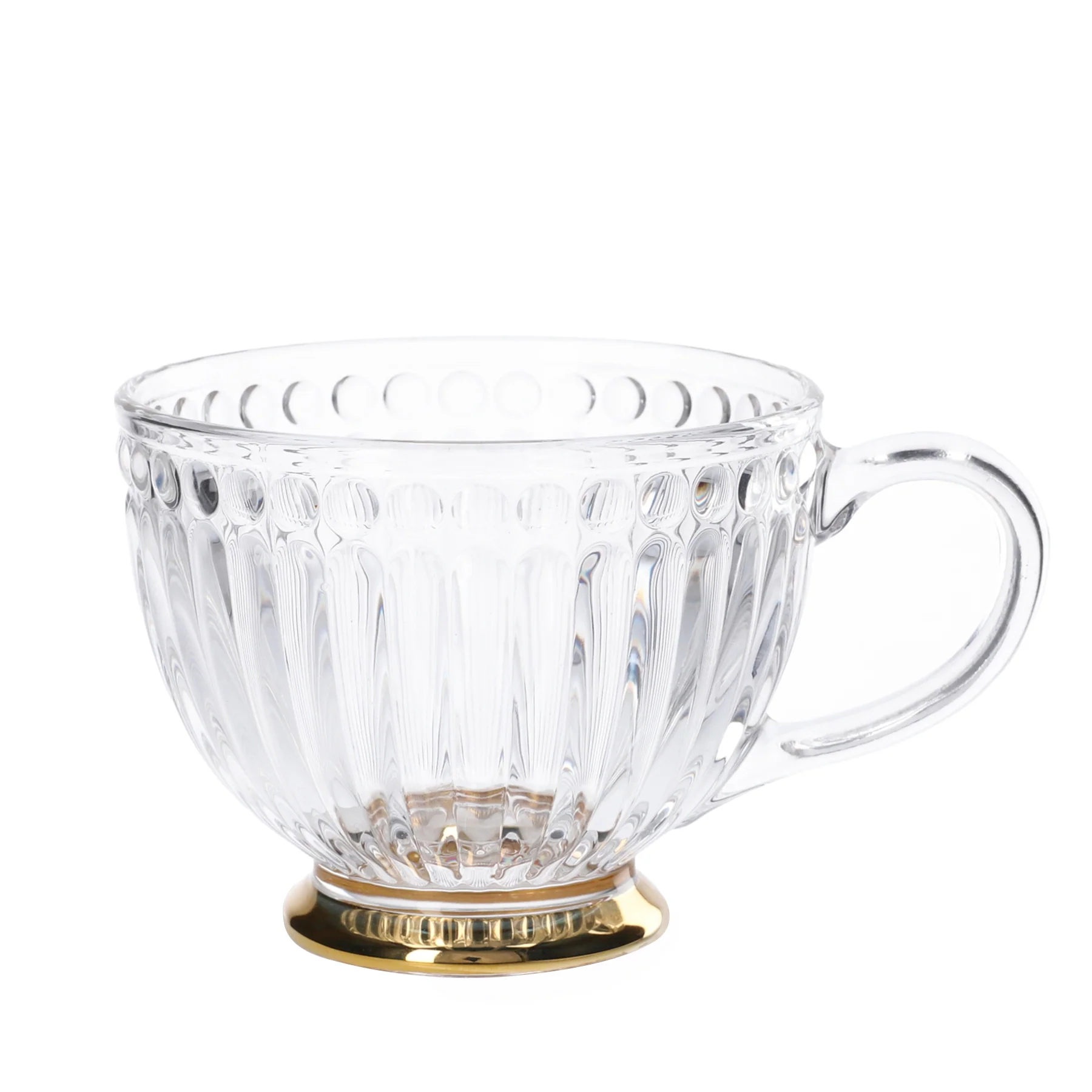 Homla Barrel Glass Cup 360ml - Transparent with Gold Base - Image 5