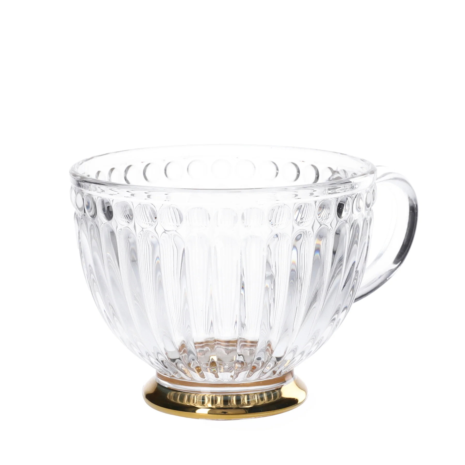 Homla Barrel Glass Cup 360ml - Transparent with Gold Base - Image 6
