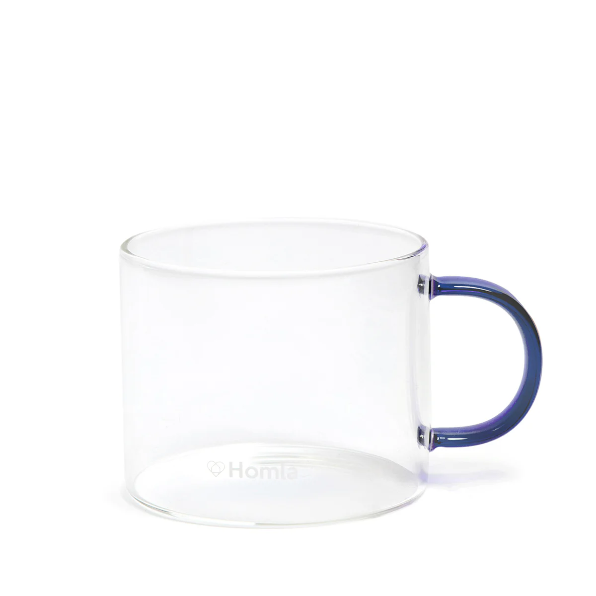 Homla Glossy Glass Mug Transparent Blue Handle 0.44L