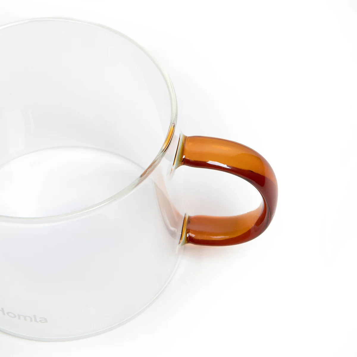 Homla Glossy Glass Mug Transparent Honey Handle 0.44L - Image 2