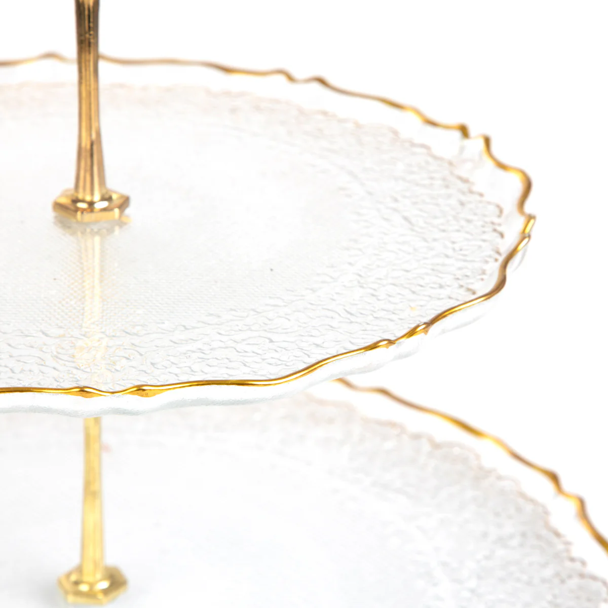 Homla Lisala 2 Tier Cake Stand 21/ 28cm - Transparent with Gold Rim - Image 4