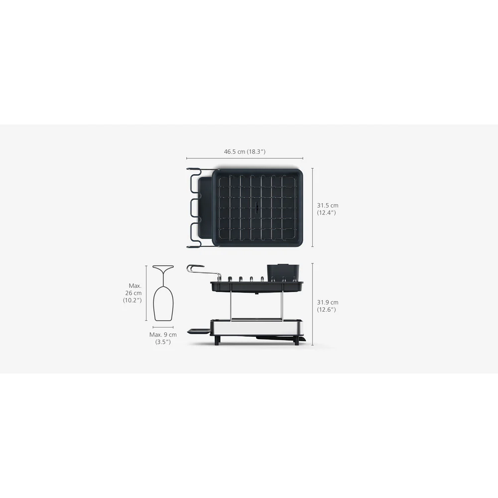 JJ Excel Steel 2-tier Dish Rack - Grey,