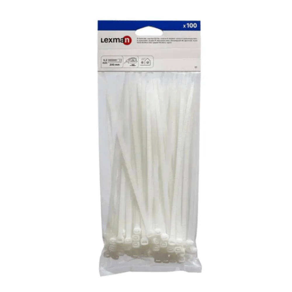 Lexman Cable Tie Pack of 100 Pieces 20cm x 0.52cm - White