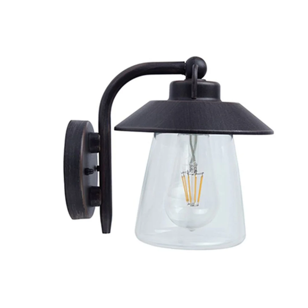 Lutec Cate Wall Light 60W with E27 Socket - Matt Black with Clear Glass