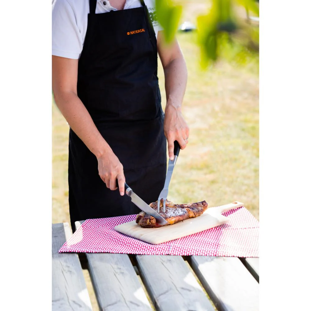 Naterial BBQ Apron in black with Naterial logo in Orange 100% Cotton. - Image 2