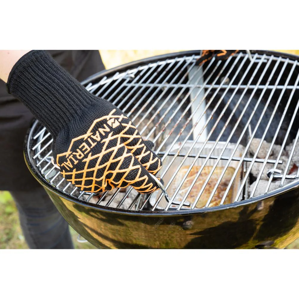 Naterial Bbq Gloves Black/Orange Silicone Grip. - Image 5