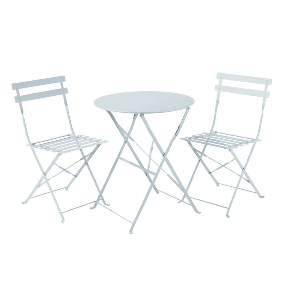 Naterial Flora II Origami Bistro Set With 2 Chairs - Blue Agatha D60cm - Image 2