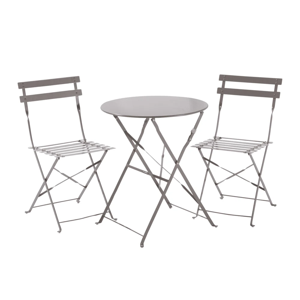 Naterial Flora II Origami Bistro Set With 2 Chairs - Dark Grey D60cm - Image 2