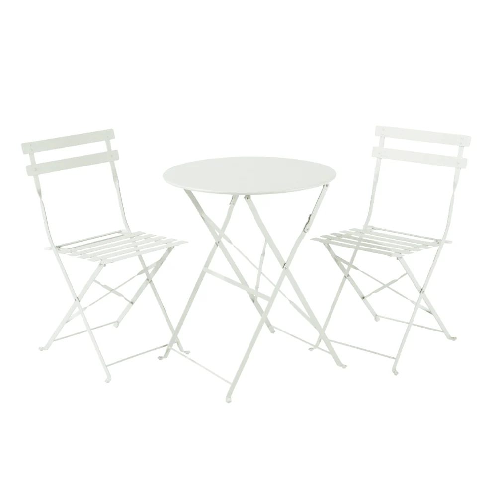 Naterial Flora II Origami Bistro Set With 2 Chairs - Green Sage D60cm - Image 2