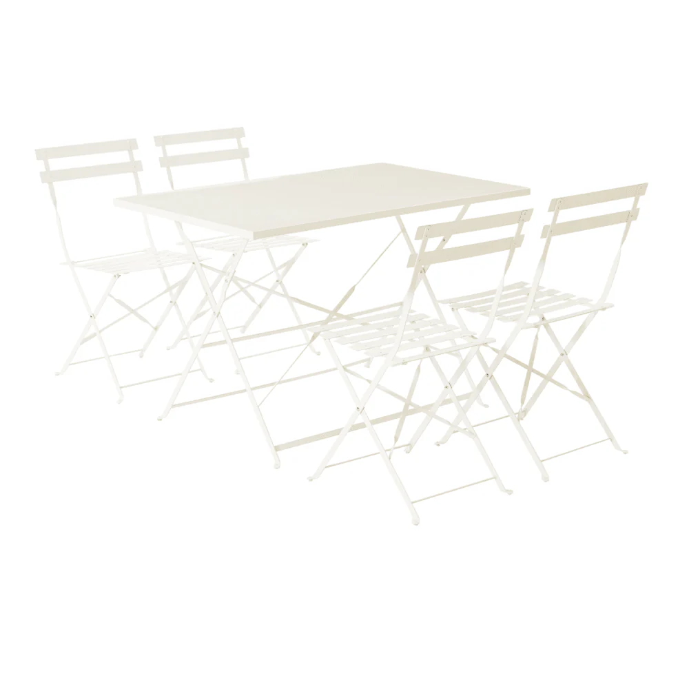 Naterial Flora II Origami Bistro Set With 4 Chairs - Cream