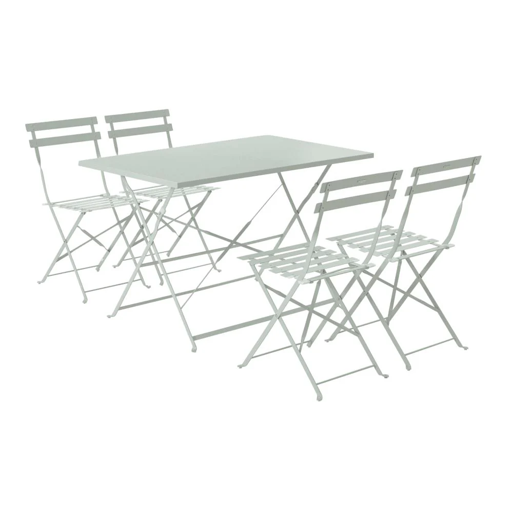 Naterial Flora II Origami Bistro Set With 4 Chairs - Green Sage - Image 2