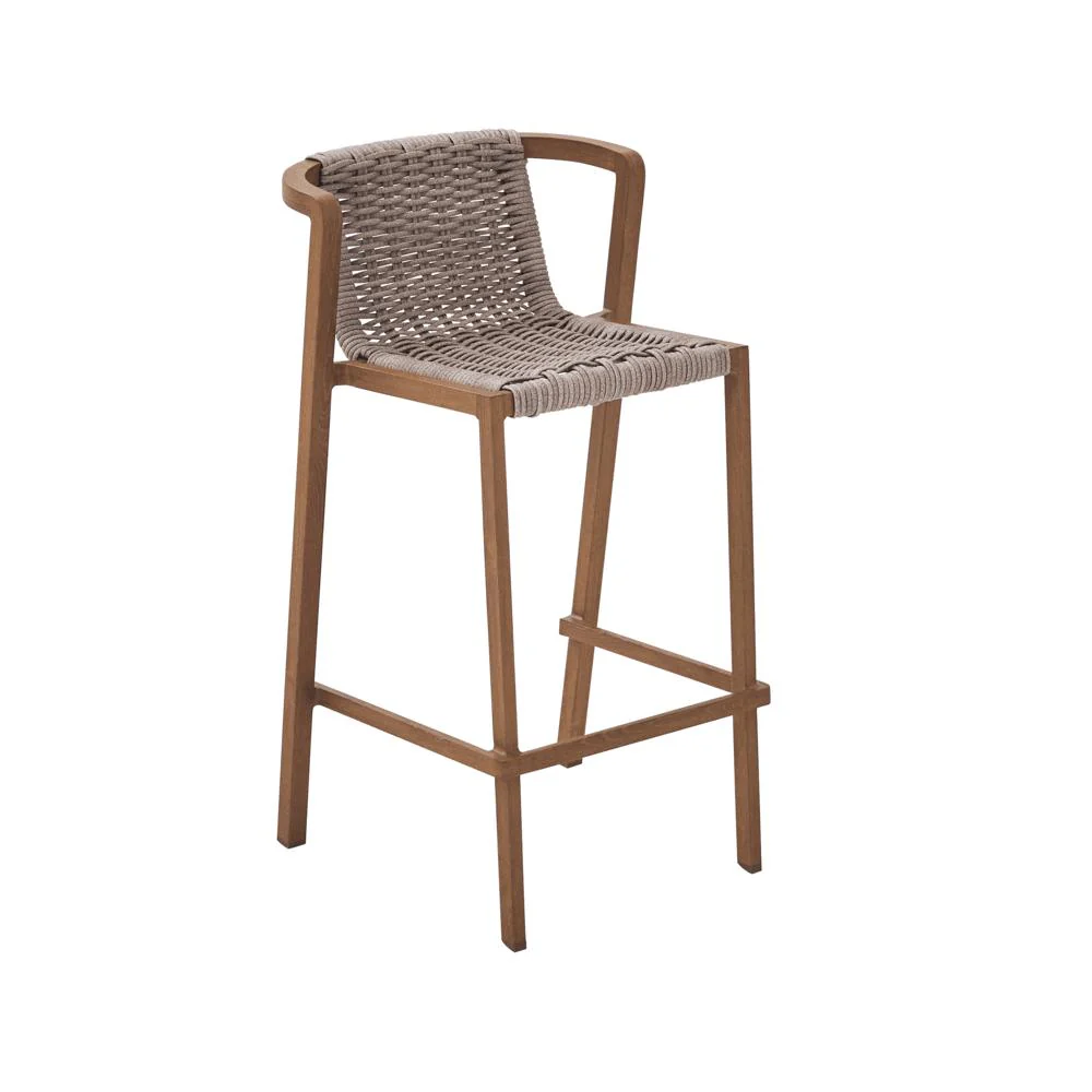 Naterial Gaia High Dining Stool With Low Back - Wood Effect