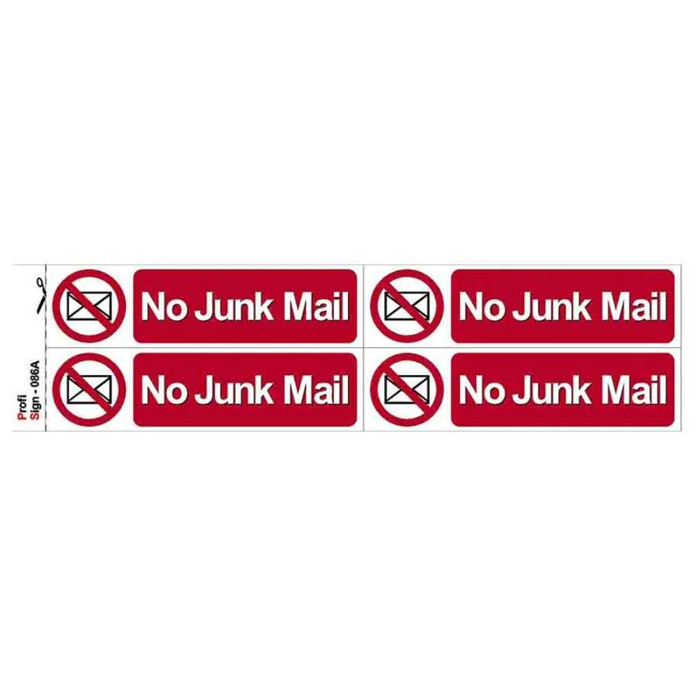 NO JUNK MAIL x4 SIGN