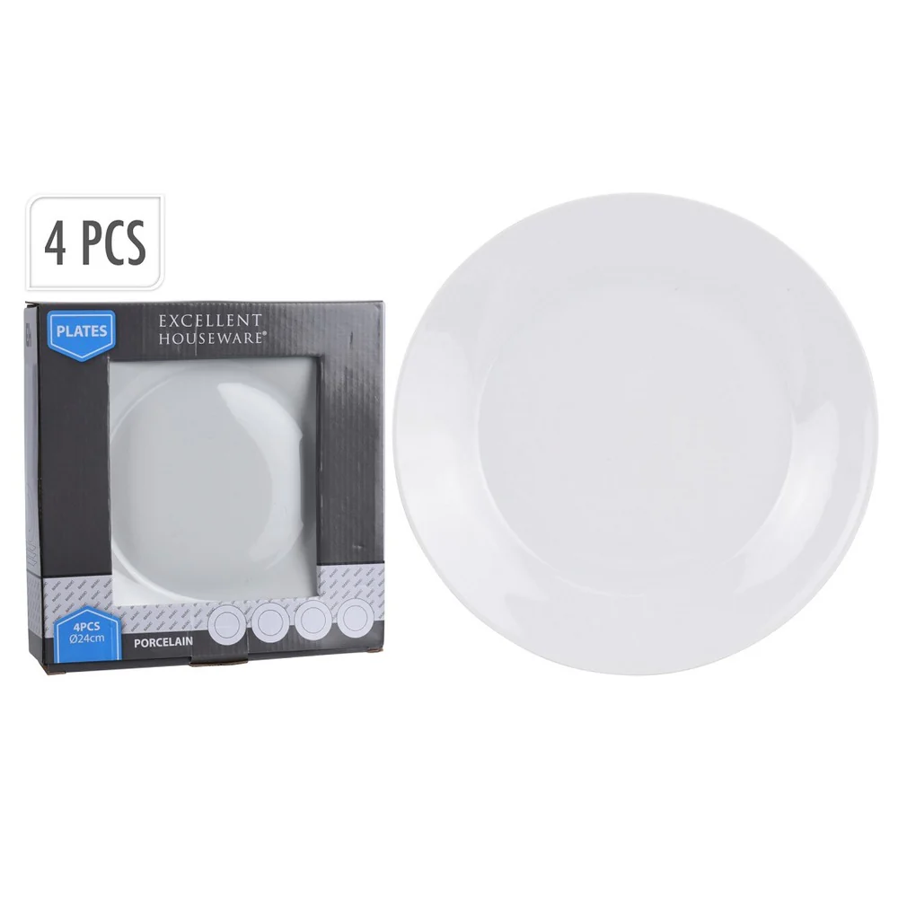 Porcelain Plate 19.5cm x4 - White ,