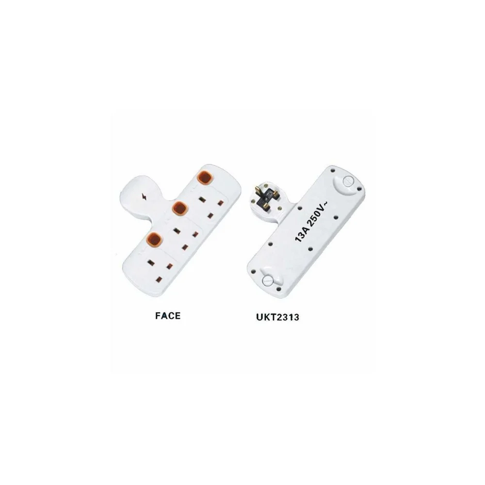 Power-On Single to 3 Way Socket Adaptor with Switch and Neon