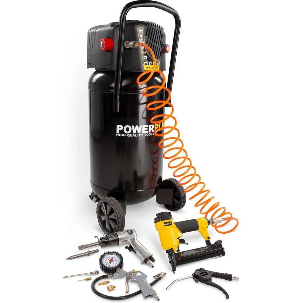 Powerplus Compressor 1100W Oil-Free 50L with 12 Accessories