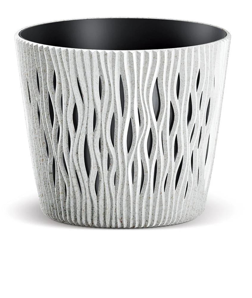Prosperplast Sandy Round Eco Wood Planter 26.2x26.2x22.2cm - Eco White