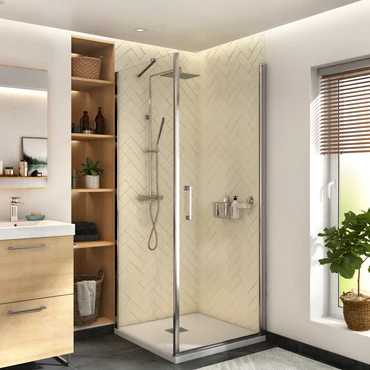 Sensea Remix Lateral Fixed Shower Panel 90 x 195cm - Chrome/ Clear