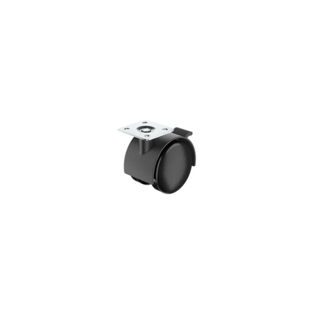 Standers 1 Caster 40Mm 360Ã‚Â°, Plate, Plastic Brake, Indoor Black Plastic Parts