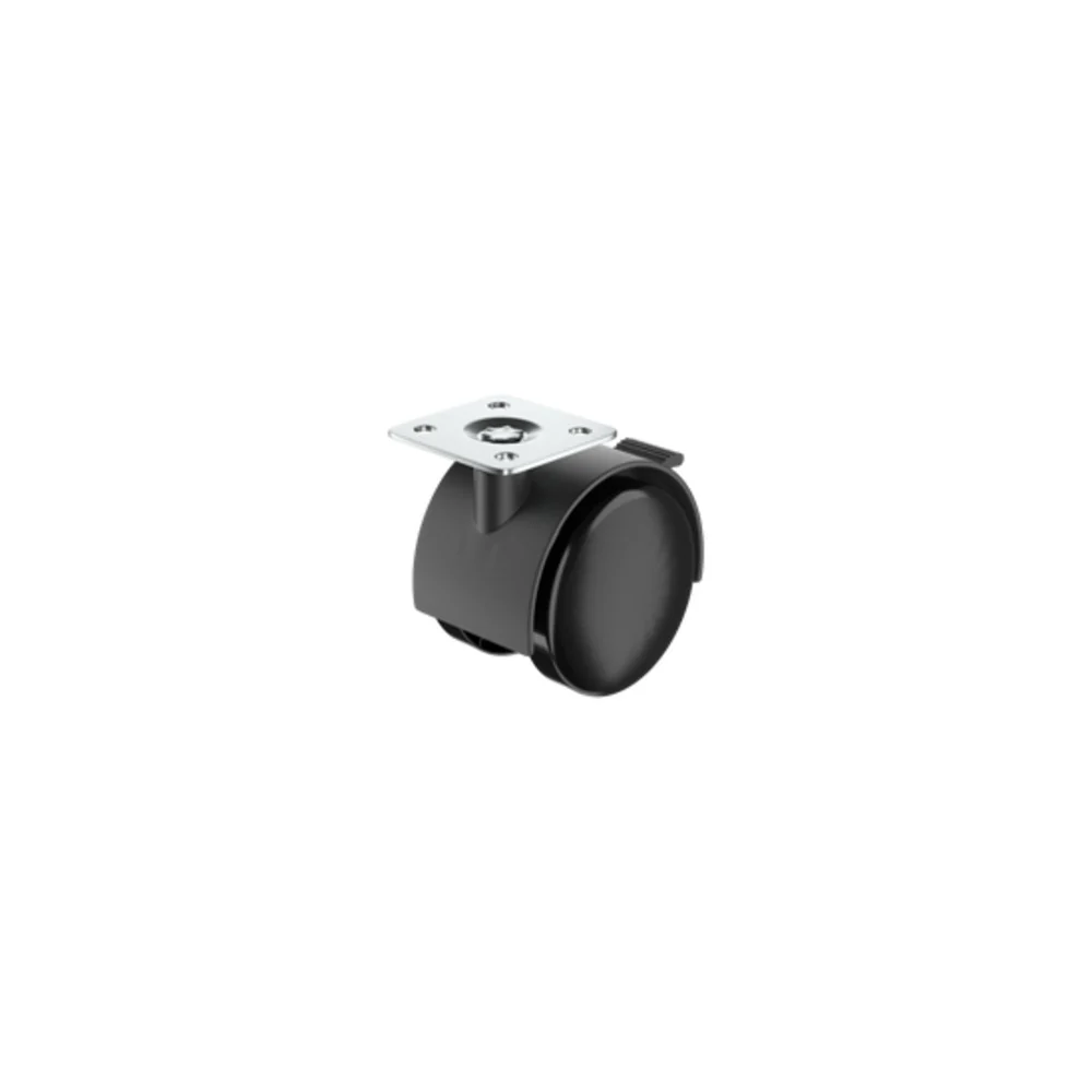 Standers 1 Caster 50Mm 360Ã‚Â°, Plate, Plastic Brake, Indoor Black Plastic Parts
