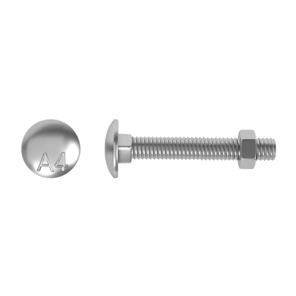 Standers Carriage Bolt And Nut S.Steel A4, 6X80, Polybag