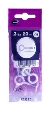Standers Eye White Steel Screw 3.5 X 20Mm - 12 Pieces,