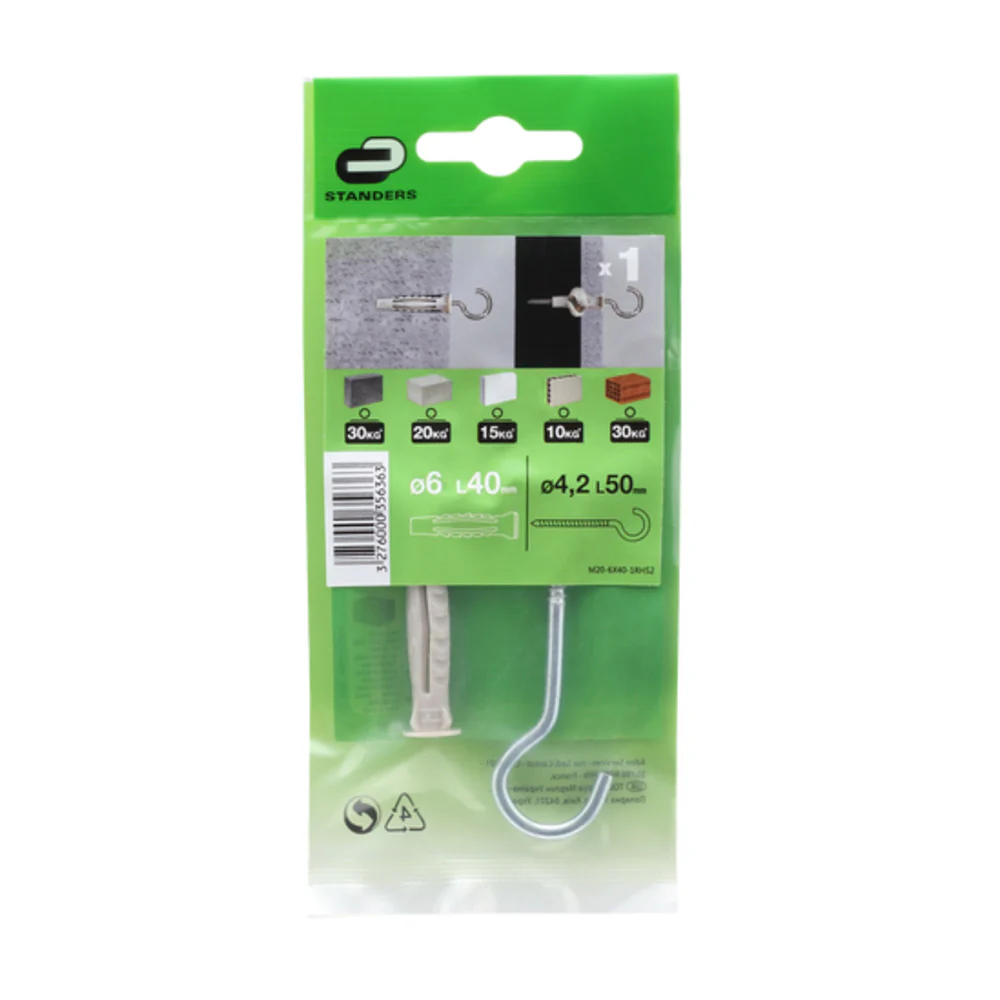 Standers Muli-Anchor With Rounded Hook, 6X40,1Pc,