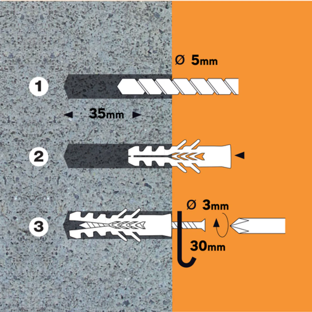 Standers Nylon Full Material Anchor 5X25,180Pcs,