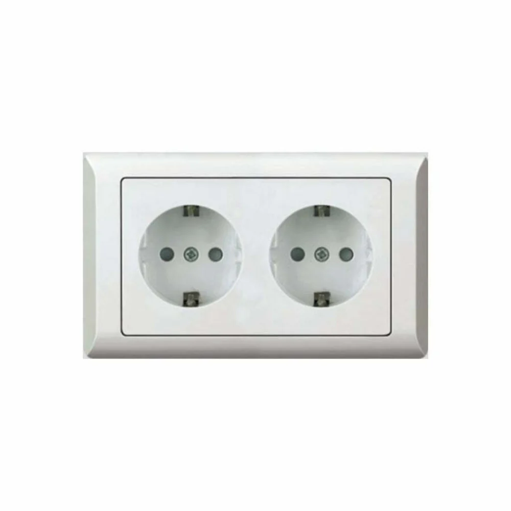 Taili Apex 16A 2 Gang Schuko Socket - White