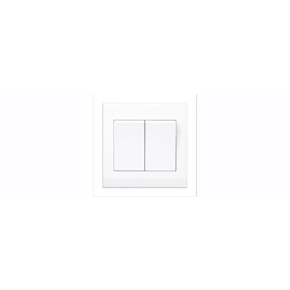 Taili Apex Wide Rocker Switch 10A 2 Gang 2 Way - White