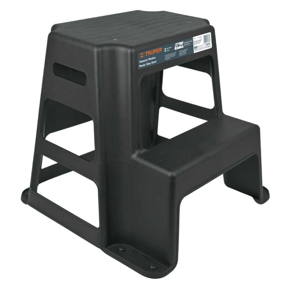 Truper 2 Step Plastic Stool / Black.