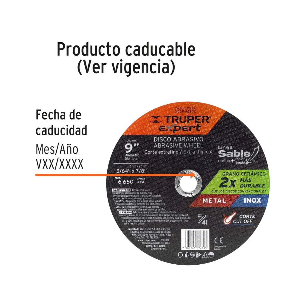 Truper  9" Ype 41 Metal Cuttting Wheel, Expert.