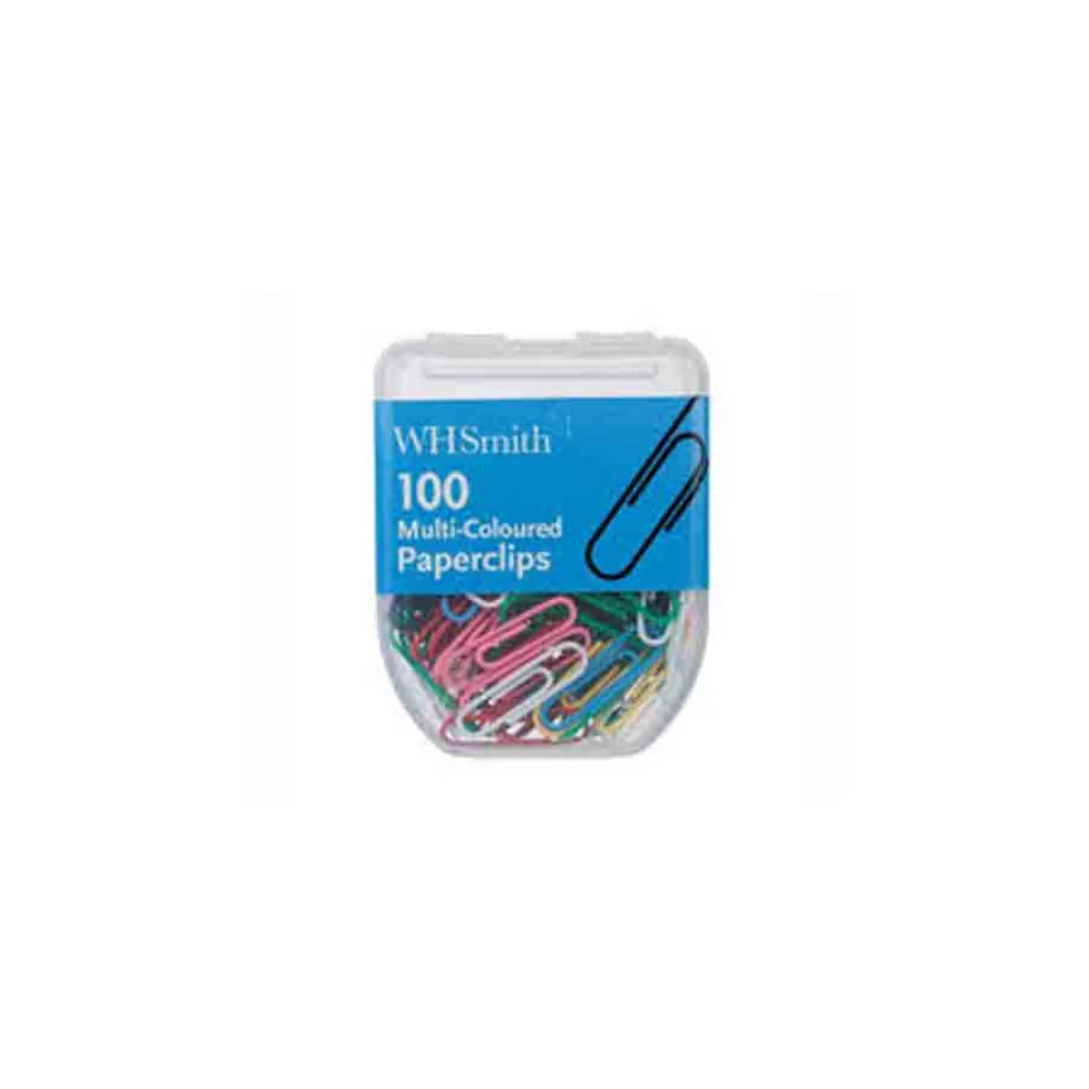 WHS COLOUR PAPER CLIPS 25MM X100 (6)